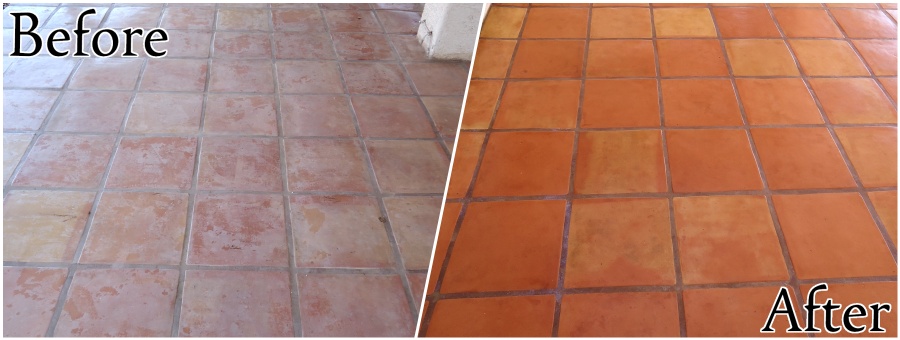 Saltillo Tile Restoration - Stripping, Cleaning, and Sealing (Outdoor)